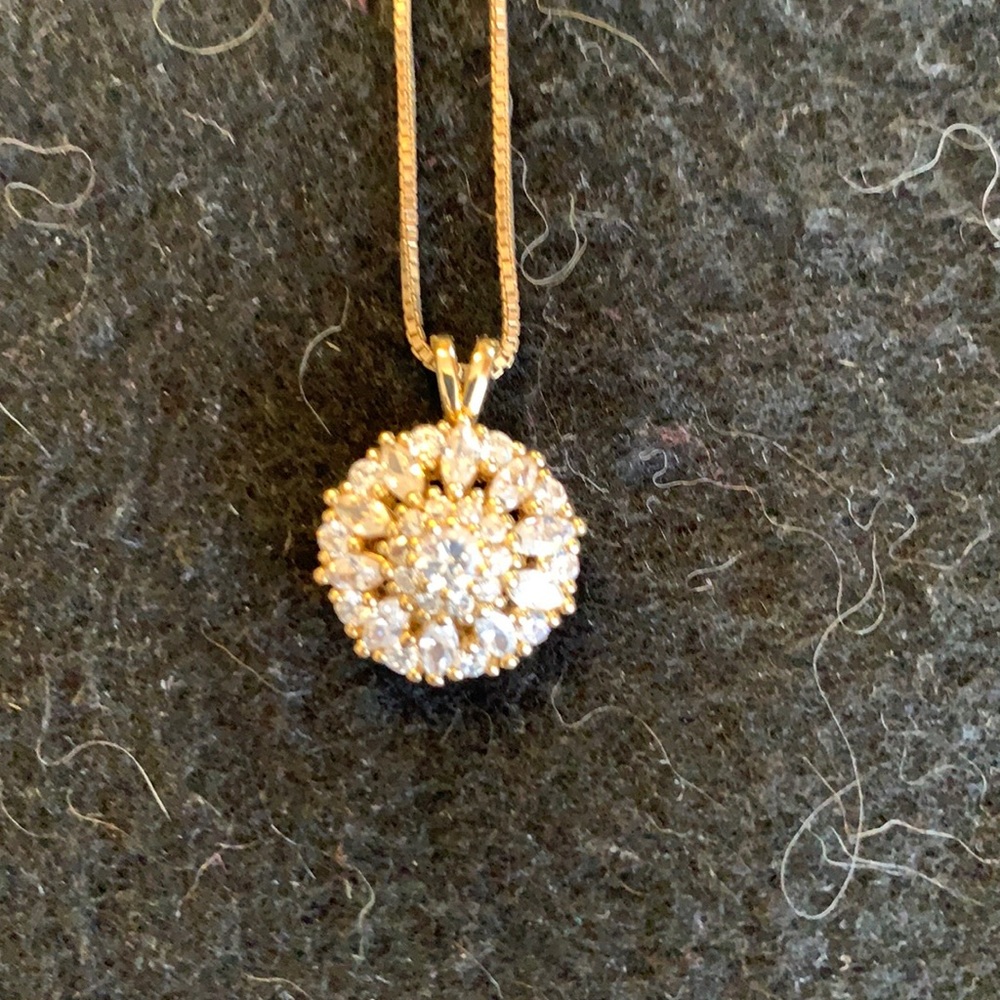 Gold tone Sterling Silver CZ Necklace